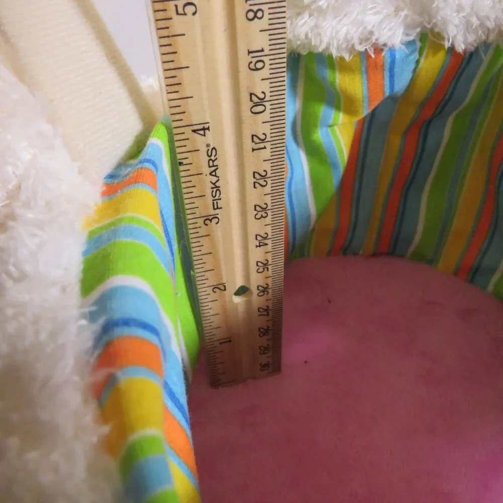 Plush Easter Bunny Rabbit Basket with colorful striping Dan Dee